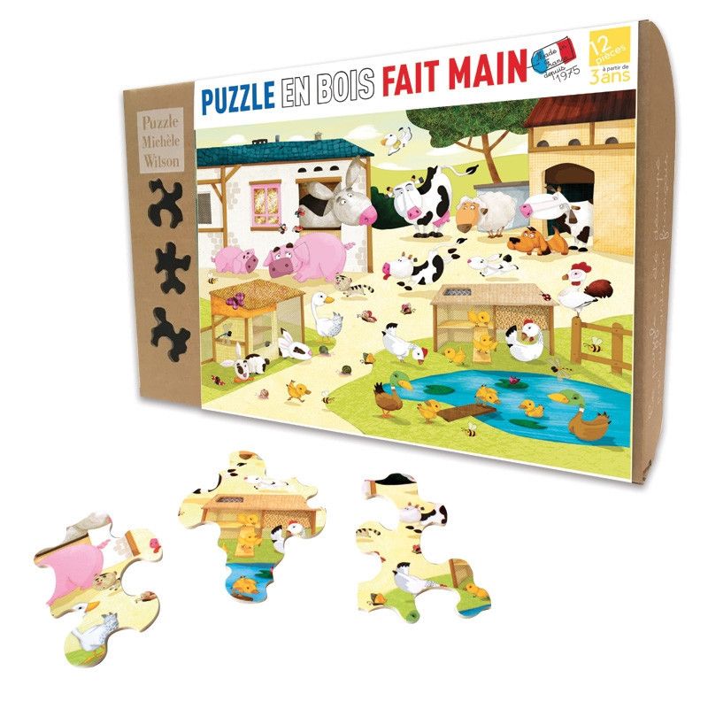 Puzzle Michèle Wilson Enfant 12p - La Ferme Puzzle Michèle