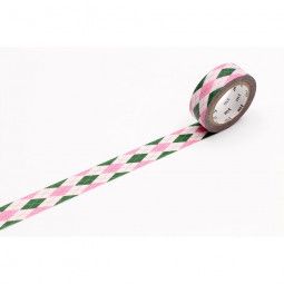 Masking Tape Motif écossais rose/vert Masking Tape Ikaipaka