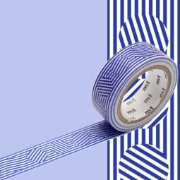 Masking Tape Motif lignes et cercles bleu Masking Tape Ikaipaka