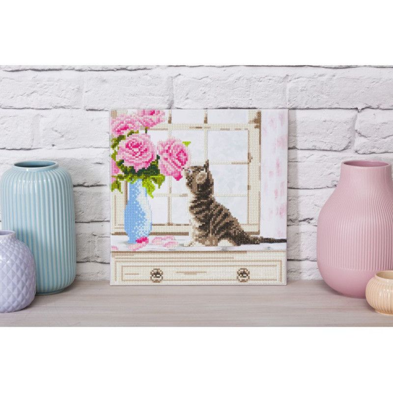Crystal Art Tableau Chaton à la fenêtre Oz Ikaipaka jeux &
