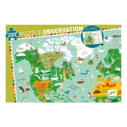 Puzzle Observation + livret 200p Le tour du monde Djeco
