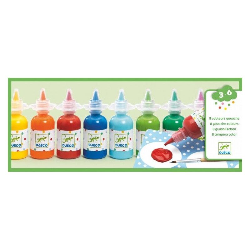 8 Bouteilles de gouache Djeco Ikaipaka jeux & jouets Royan