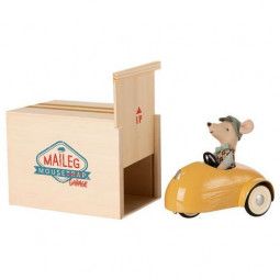 Mouse Car with garage yellow Maïleg Maileg Ikaipaka jeux &