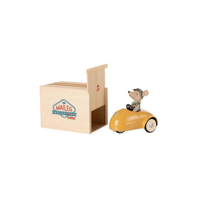 Mouse Car with garage yellow Maïleg Maileg Ikaipaka jeux &
