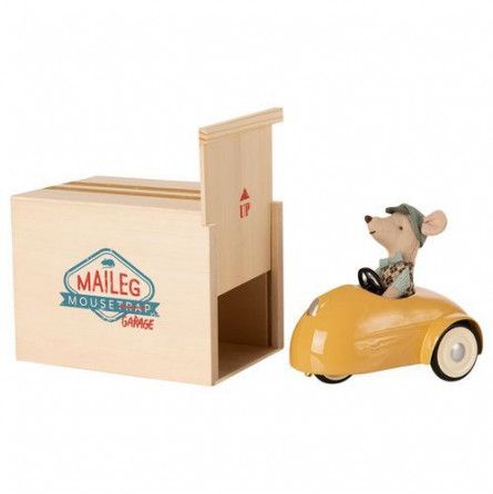 Mouse Car with garage yellow Maïleg Maileg Ikaipaka jeux &