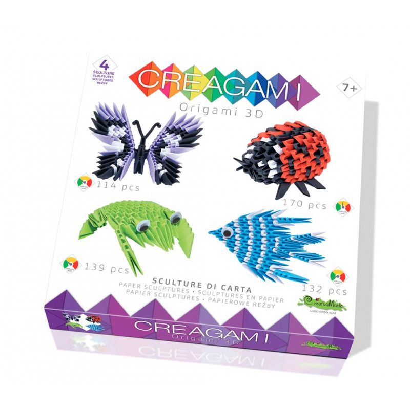 Creagami Set Origami 3D Papillon, Coccinelles, Grenouille