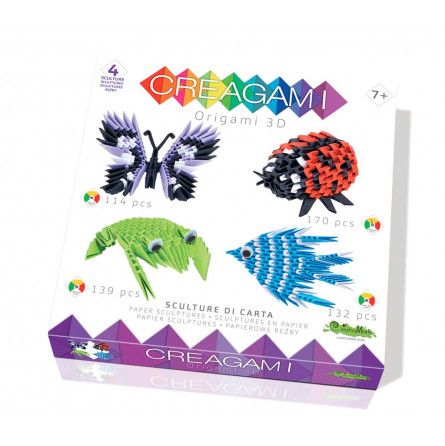 Creagami Set Origami 3D Papillon, Coccinelles, Grenouille