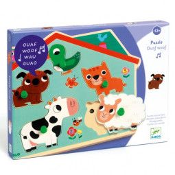 Puzzle bois encastrement Ouaf Woof Djeco Ikaipaka jeux & jouets