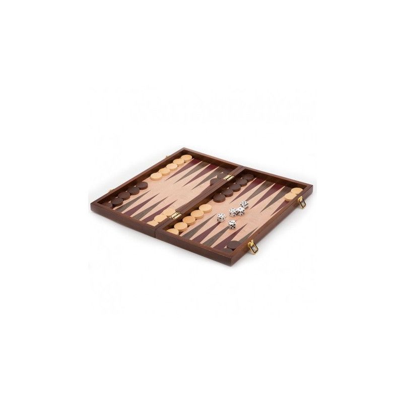 Backgammon bois 38 cm façon loupe d'orme. pliable  Ikaipaka