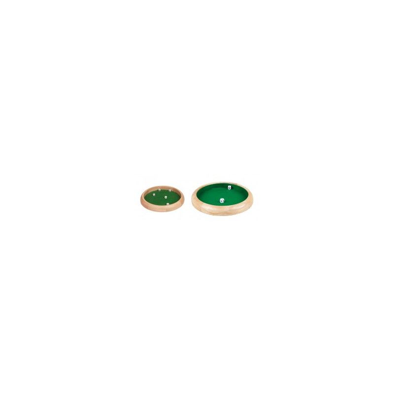 Piste de dés bois naturel 34 cm 5 Dés inclus.  Ikaipaka jeux &