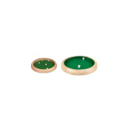 Piste de dés bois naturel 34 cm 5 Dés inclus.  Ikaipaka jeux &