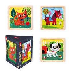 Coffret 3 puzzles Tornado, Titus & Félix janod Ikaipaka jeux &