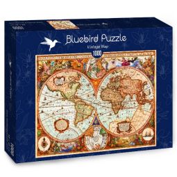Puzzle 1000p Mappemonde Vintage BlueBird Ikaipaka jeux & jouets