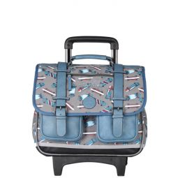 Cartable à roulettes 2C 38cm Blue Skate - IkaIpaka Royan